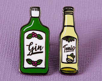 Gin and Tonic Enamel Pin Set, Lapel Collar Pins