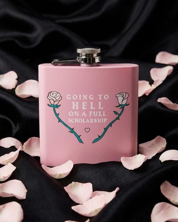 Going to Hell Stainless Steel Hip Flask - Pink // Cute Pink Metal