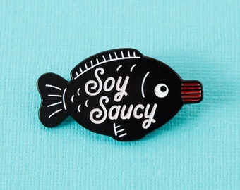 Soy Saucy Enamel Pin - Punky Pins // pin badge, distintivi, spille divertenti, spille carine nel Regno Unito