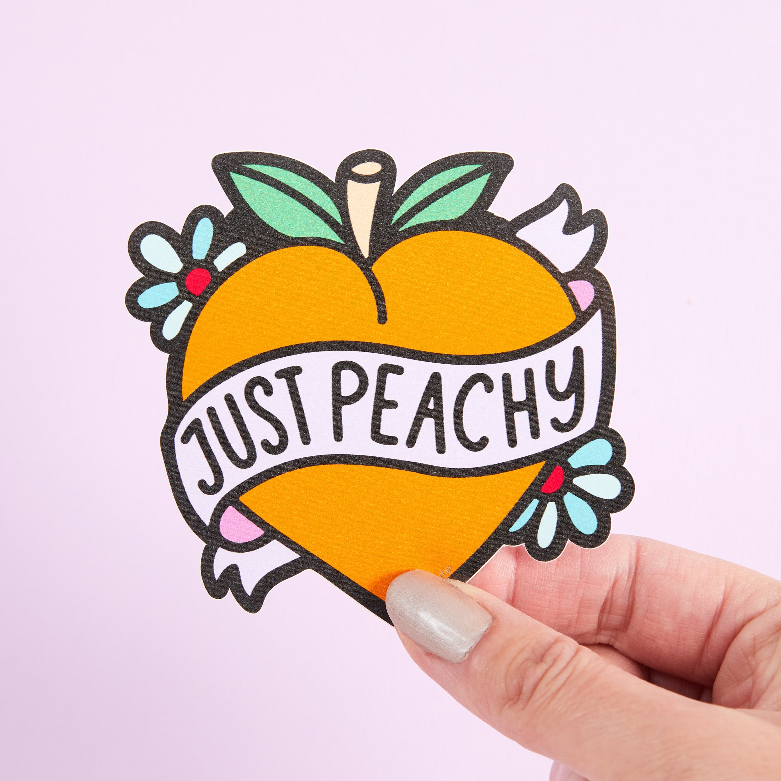 Just Peachy Vinyl Sticker — Flower Peach Decal for Laptop & Water