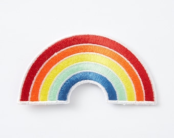 Rainbow Embroidered Iron On Patch // Customise, applique patch,