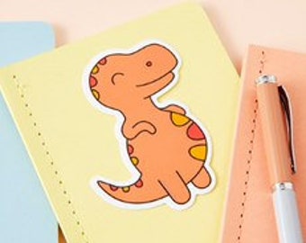 Chubby Orange Dinosaur// Dinosaur Laptop Decal Sticker/Macbook Sticker / Punky Pins