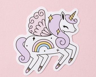 Rainbow Unicorn Vinyl Sticker // laptop sticker // decal