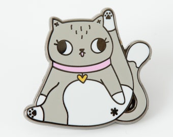 Lenige kitty emaille pins//grijze kat, yoga, mid Groom, Cat Butt Badge//Punky pinnen