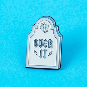 Over It Enamel Pin // Halloween/Headstone/Epitaph/Tombstone Lapel Pin Badge // Occult Illustration
