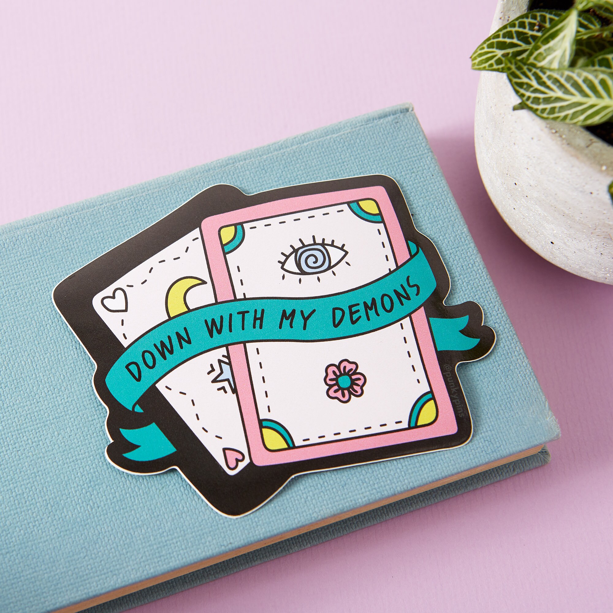 Down With My Demons Sticker // Laptop sticker // Large vinyl decal sticker