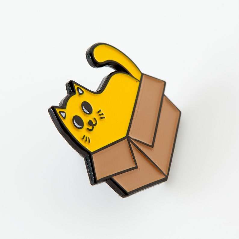 Cat In a Box Enamel Pin Punky Pins // Ginger Cat pin badge, cat badges, Funny pins, Cute Pins in the UK image 3