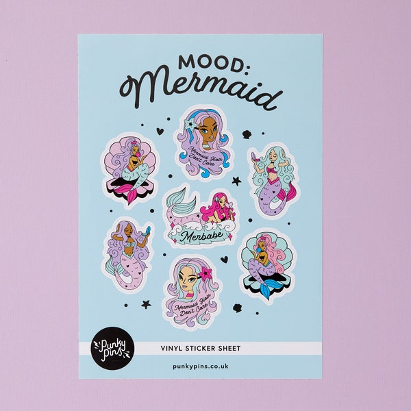 Mood: Mermaid Vinyl Sticker Sheet A5 // Planner stickers // Illustration stickers
