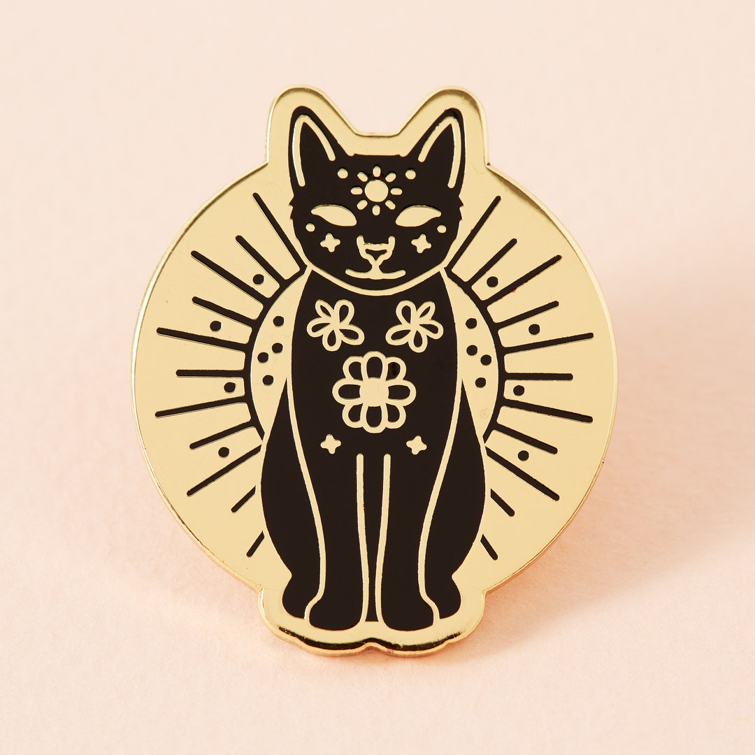 Magic Cat Pin Mystic Mog Cat Enamel Pin Punky Pins // Black Cat Pin Badge // Mystical ...