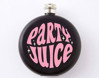 Party Juice roestvrijstalen heupfles - zwart//schattig roze metalen heupfles, alcoholfles, Sassy, geheime kerstman//punky pinnen