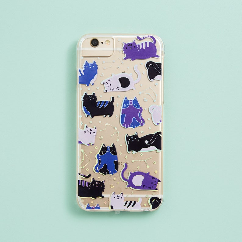 iPhone 10 X Punky Pins iPhone 678 Plus Dark Doodle Cats Soft Shell Phone Case Kawaii Cat Illustration Apple iPhone 678