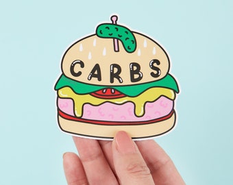 Carbs Burger Vinyl Sticker // Laptop stickers // Die cut