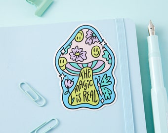 Magic Mushroom Vinyl Sticker // Autocollants pour ordinateur portable // Die cut