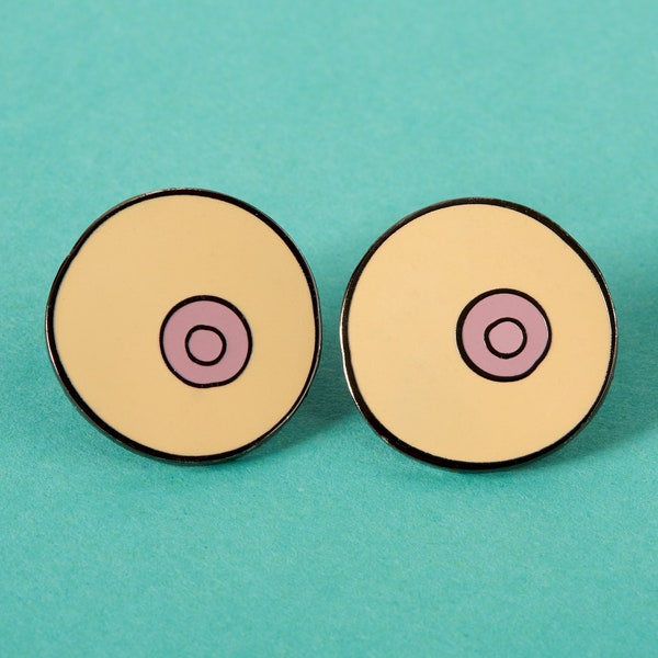 Tiddies Enamel Pin Duo // Boobs Pin Set, Valentines Pin, Nipple Pins