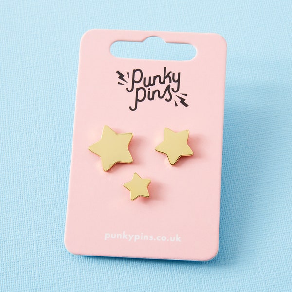 Trio of Gold Stars Enamel Pin Set // Achievement Pins, Collar Pins, Lapel Pin Badges Set // Punky Pins