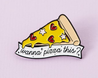 Wanna Pizza This Enamel Pin - Punky Pins // badge, badges, épingles drôles, épingles mignonnes au Royaume-Uni