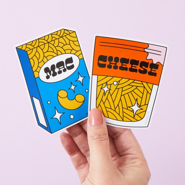 Mac & Cheese 2x Vinyl Sticker Pack // Macbook large stickers. XL Die cut sticker