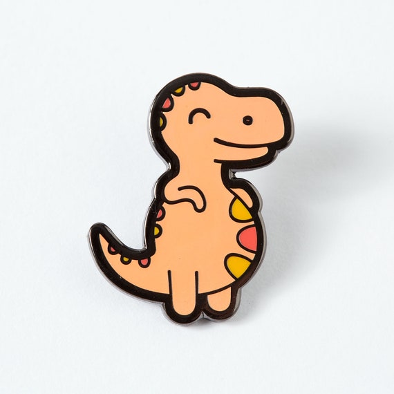Chubby Orange Dinosaur Enamel Pin Kawaii Cute Tyrannosaurus Etsy - orange dinosaur pin roblox