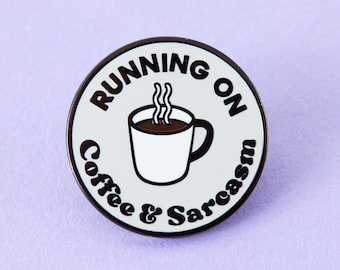 Coffee & Sarcasm Enamel Pin - Punky Pins // pin badge, badges, Funny pins, Cute Pins in the UK