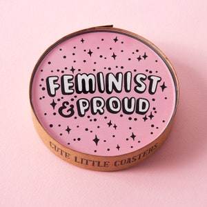 Acrylic Laser Cut Feminist Killjoy Coasters Pack of 4 Gloss Finish // End Cat Calling, Pro Choice, Feminism, Illustration image 2