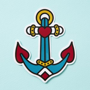 Tattoo Anchor - diecut Sticker // Large Vinyl Sticker // Old Skool School Tattoo Anchor // Tattoo Vinyl sticker for Laptop