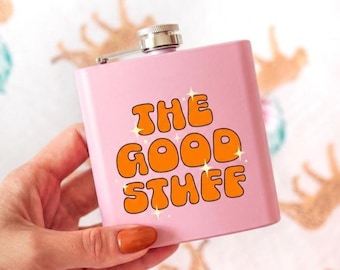 The Good Stuff Pink Hip Flask - Stainless Steel 6oz