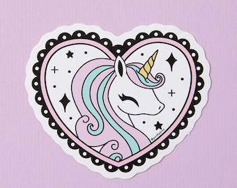 Unicorn Heart Vinyl Sticker // laptop sticker // decal