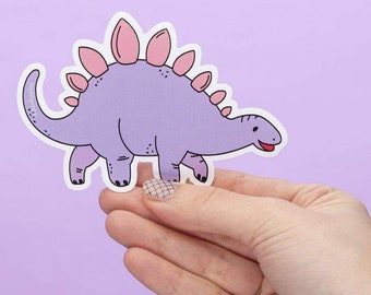 Pastel Lilac and Pink Stegosaurus Dinosaur Large Vinyl Sticker // Vinyl sticker, planner stickers,/macbook sticker decal // Punky Pins