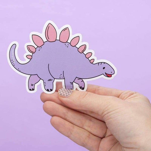 Pastel Lilac and Pink Stegosaurus Dinosaur Large Vinyl Sticker // Vinyl sticker, planner stickers,/macbook sticker decal // Punky Pins