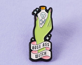 Boss Ass Witch Enamel Pin // Halloween/Poison Lapel Pin Badge Brooch // Boss Lady/ Girl Boss