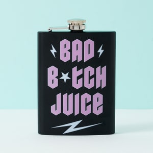 Bad Bitch Stainless Steel Hip Flask - BLACK // Metal Hip Flask, Alcohol Flask, Sassy, gift