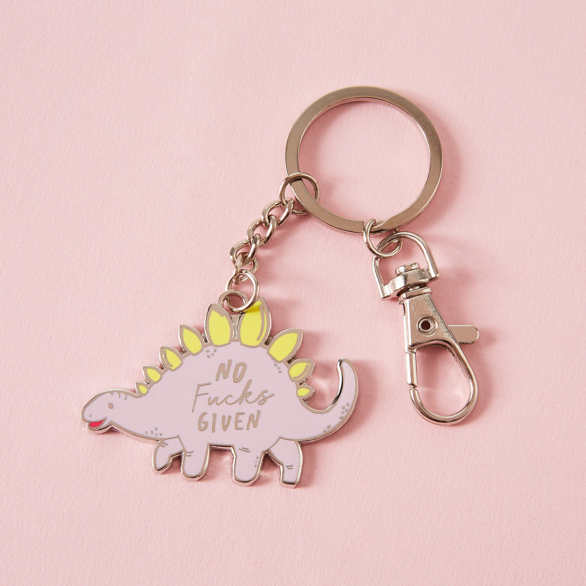No Fucks Dinosaur Enamel Keyring // Punky Pins Key Chain // Dino key …