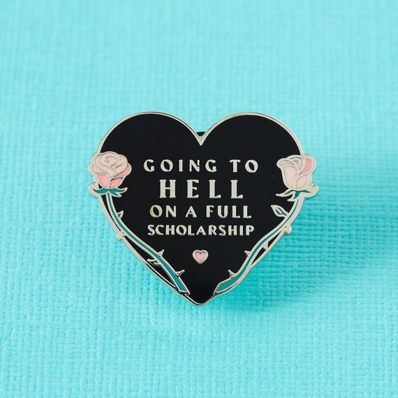 Going to Hell on a Full Scholarship Enamel Pin // Spoopy Halloween Lapel Pin Badge Brooch