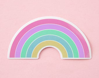 Pastel Rainbow Large Vinyl Sticker // Laptop sticker // Large vinyl decal sticker