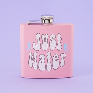 Just Water Stainless Steel Hip Flask - Pink // Cute Pink Metal Hip Flask, Alcohol Flask, Sassy, Secret Santa // Punky Pins
