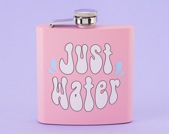 Just Water Stainless Steel Hip Flask Pink // Cute Pink Metal Hip