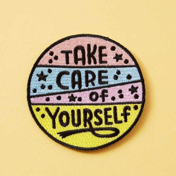 Kümmere dich um dich selbst gesticktes Bügelbild / / Jacke Aufnäher, Feministin, Self Care, Self Love / / Punky Pins / / Motivationsgeschenk