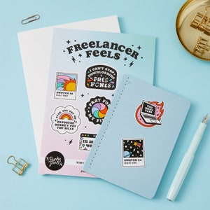 Freelancer Feels Sticker Sheet A5 // Planner stickers // Freelance designer stickers // Illustration stickers, Self Employed Illustrator