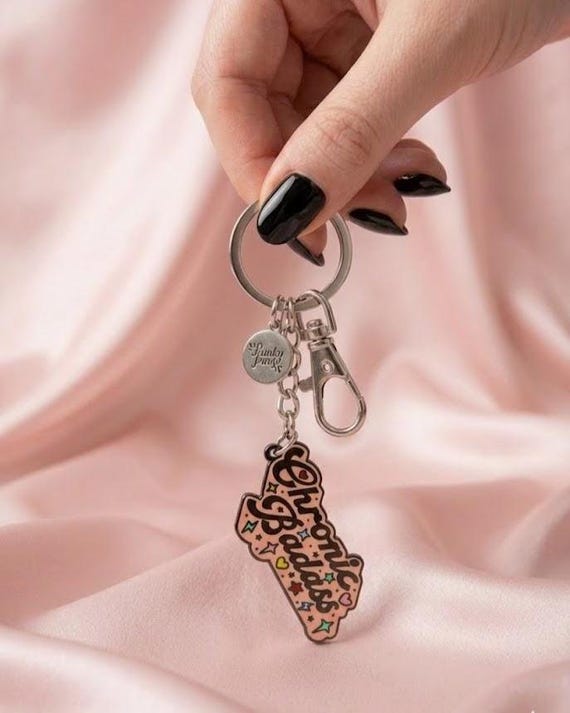 Chronic Badass Enamel Keyring // Punky Pins Key Chain // Spoonie, chronic illness gift // Chronically Ill