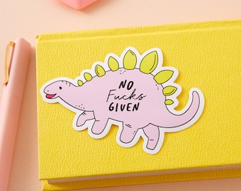 No Fu**s Given Vinyl Sticker // Dinosaur sticker // Stegosaurus Sticker // Laptop Decals