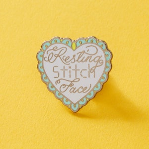 Resting Stitch Face Enamel Pin // Stitching, Cross Stitching, Craft Pin, Craft Mom, Artist Lapel Pin  EP215