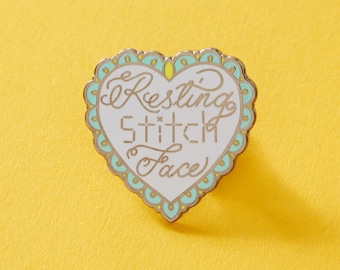Resting Stitch Face Enamel Pin // Stitching, Cross Stitching, Craft Pin, Craft Mom, Artist Lapel Pin  EP215