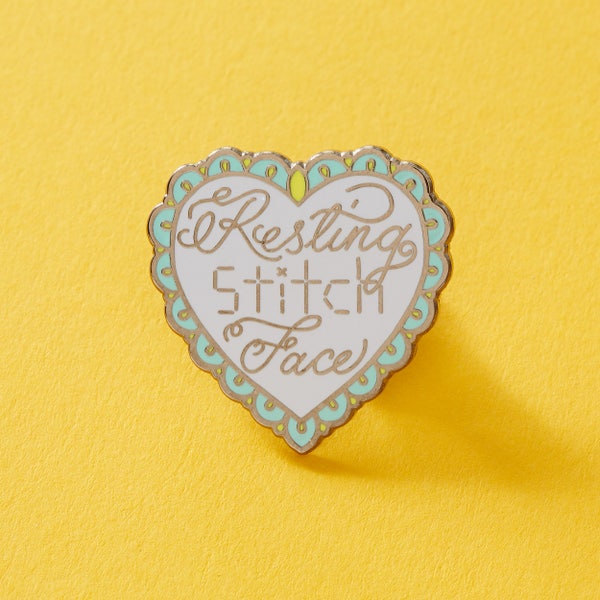 Resting Stitch Face Enamel Pin // Stitching, Cross Stitching, Craft Pin, Craft Mom, Artist Lapel Pin  EP215