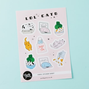 LOL Cats A5 Vinyl Sticker Sheet // Planner stickers // Illustration stickers