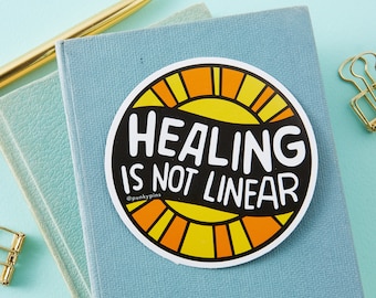 Healing Is Not Linear Vinyl Sticker // Laptop sticker // Mantra sticker // Motivational vinyl decal // Therapy, self healing