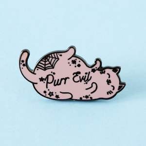 Purr Evil Cat Enamel Pin // Pink Cat Pin