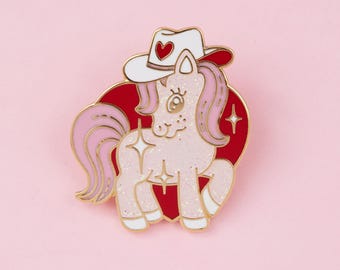 Cowgirl Pony Glitter Enamel Pin