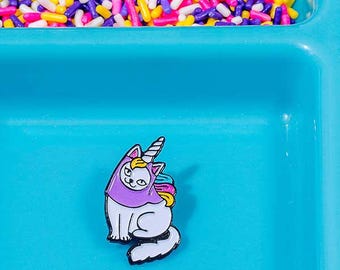 Caticorn Enamel Pin with rubber back // lapel pins, cats rule, pingame, unikitty, unicorn