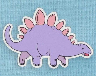 Pastel Lilac and Pink Stegosaurus Vinyl Sticker – Purple Dino Decal