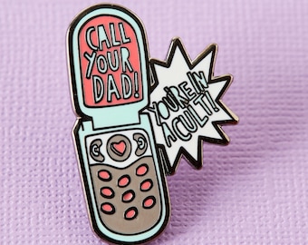 Call Your Dad, You're in a Cult Enamel Pin // Murderino, True Crime Club, SSDGM, MFM, Murder Documentary, Crime Shows Lapel Badge Brooch //